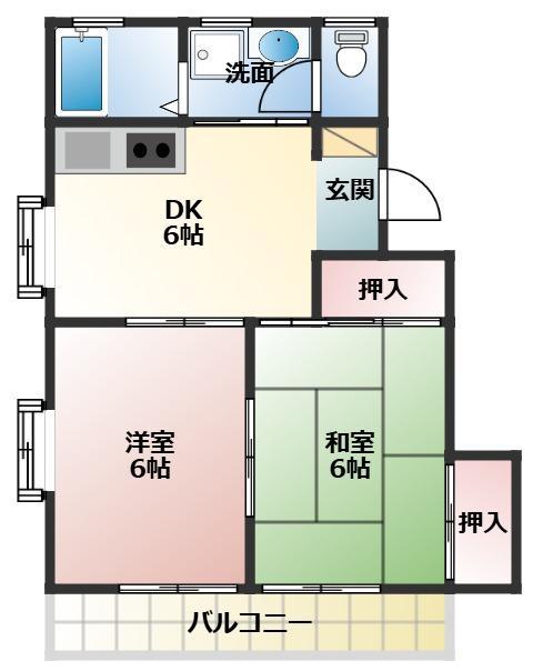 コーポ北浦III(2DK/2階)の間取り写真