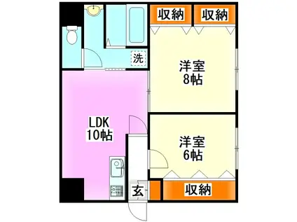 リファレンス県立大前II(2LDK/1階)の間取り写真