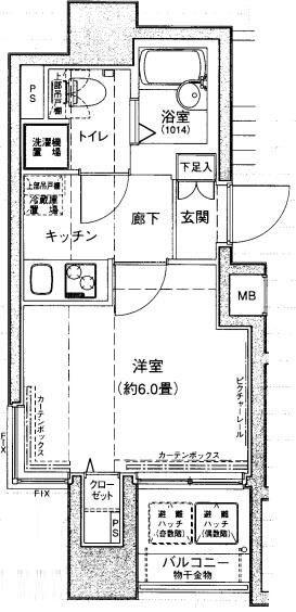 ドルチェ日本橋浜町弐番館(1K/5階)の間取り写真