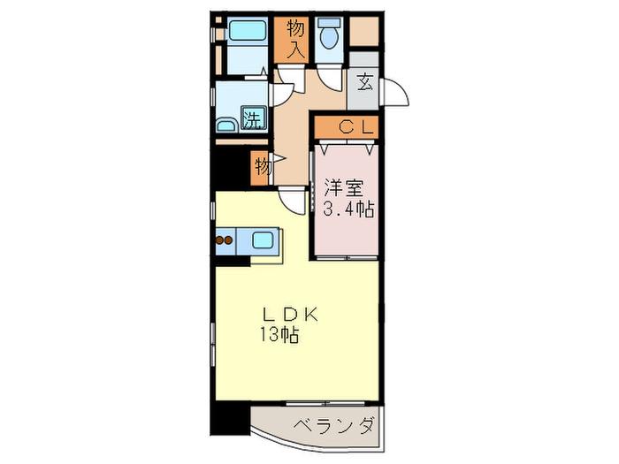 レクオス朋(1LDK/2階)の間取り写真