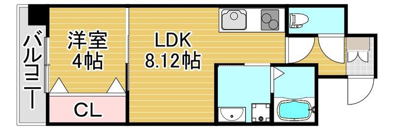 ヴェントゥーノ箱崎(1LDK/6階)の間取り写真