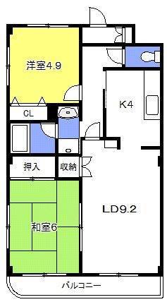 エクセルシア(2LDK/2階)の間取り写真