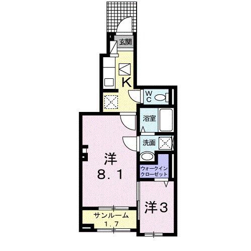 グランデイゾラ(1K/1階)の間取り写真