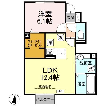 シャルム ブリエ鎌倉(1LDK/1階)の間取り写真