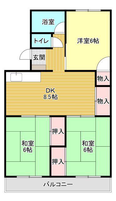 寿マンションC(3DK/3階)の間取り写真