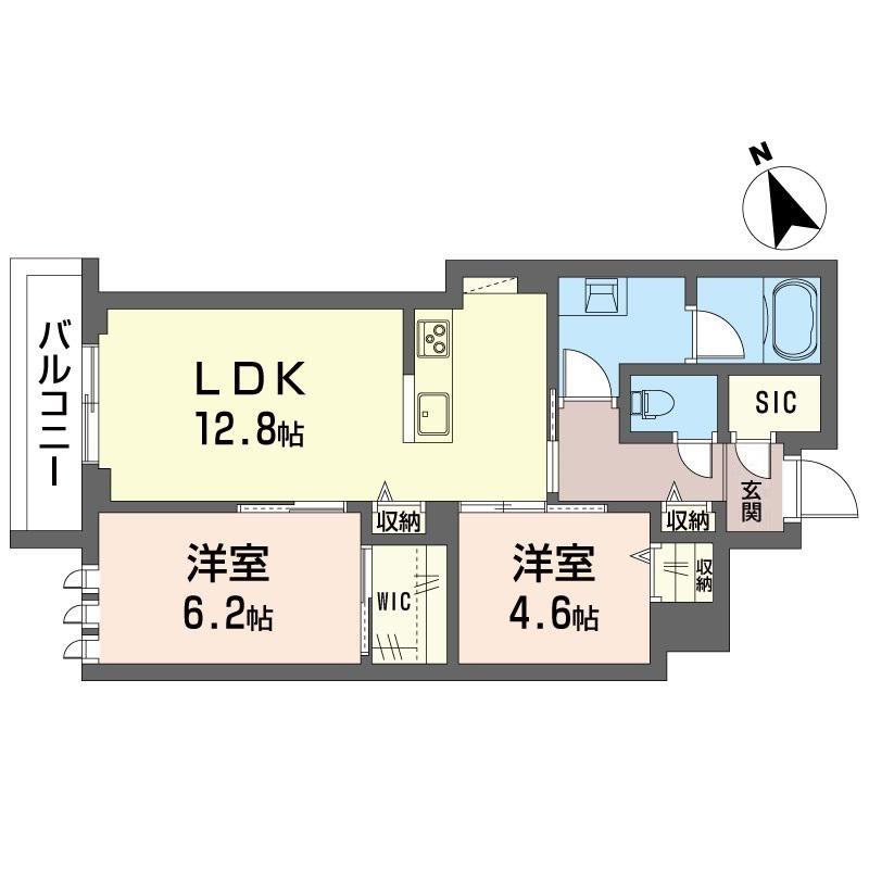 ル パラディ アデガワ(2LDK/2階)の間取り写真