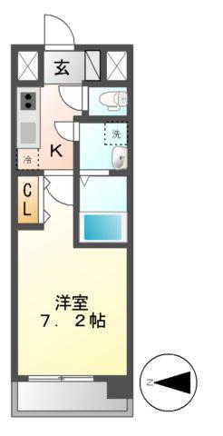 UURコート名古屋名駅(1K/8階)の間取り写真