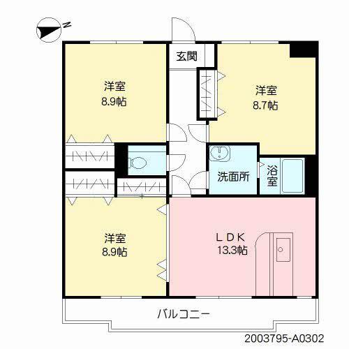 K&M京塚ハイツ(3LDK/3階)の間取り写真