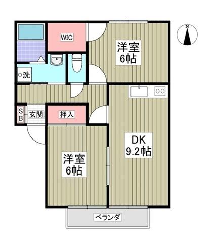 サニーヒル・赤塚A(2DK/2階)の間取り写真