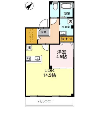 ユーセービル(1LDK/2階)の間取り写真