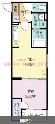 BRAVEBASE宿町(1LDK/1階)の間取り写真