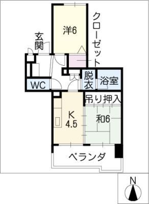 ライオンズマンション岐阜203(2K/2階)の間取り写真