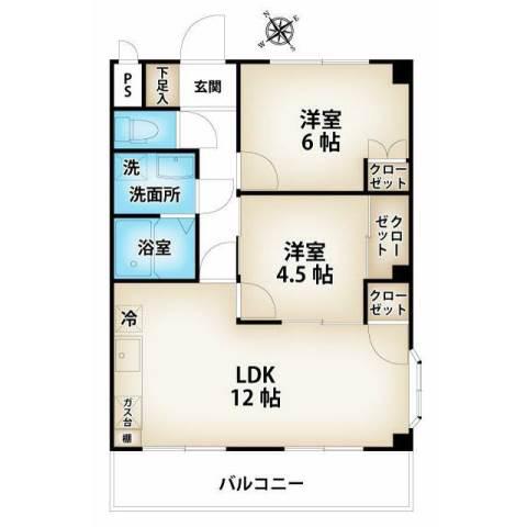 ヴァンベール柏座(2LDK/2階)の間取り写真