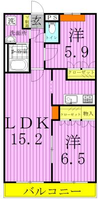 SUN FOREST サンフォレスト(2LDK/1階)の間取り写真