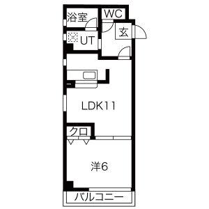 ウイスタリア荒子(1LDK/3階)の間取り写真