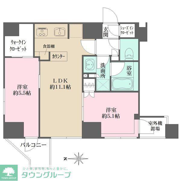 プライムアーバン西日暮里フロント(2LDK/11階)の間取り写真
