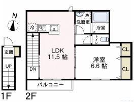 チェーロ(1LDK/2階)の間取り写真