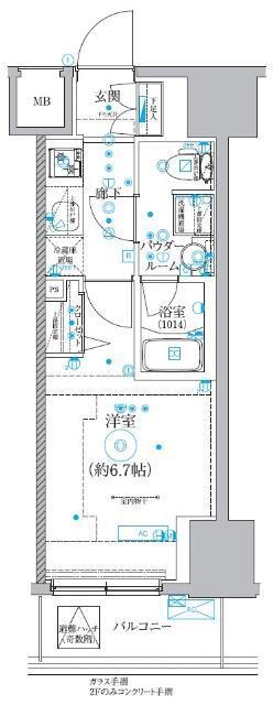 クオリタス品川南(1K/10階)の間取り写真