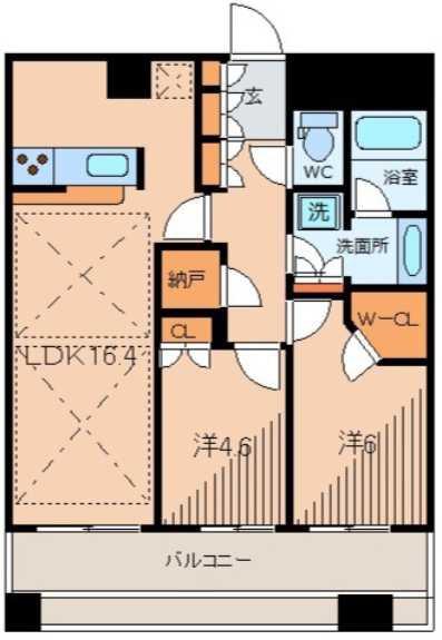 ラゾーナ川崎レジデンス・ライトウイング(2LDK/23階)の間取り写真