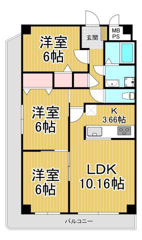 キャピタルビルド(3LDK/1階)の間取り写真
