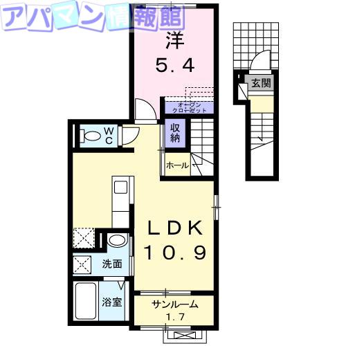 メゾンはなみずき(1LDK/2階)の間取り写真