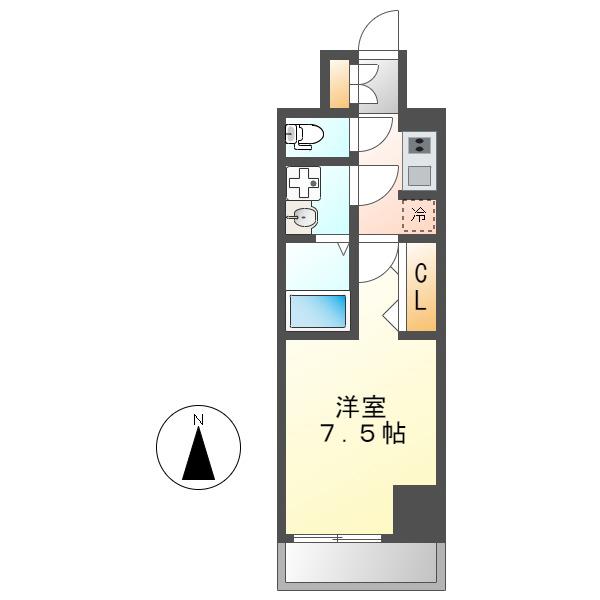 プライマル名古屋今池(1K/4階)の間取り写真