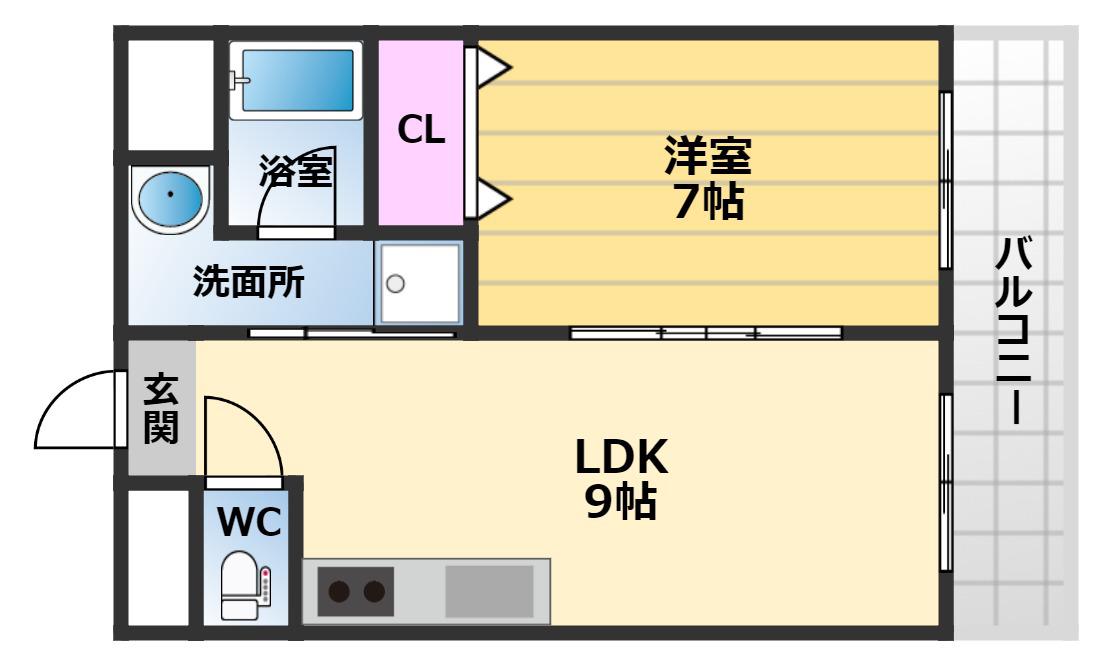 シティーコート南瓦町(1LDK/6階)の間取り写真