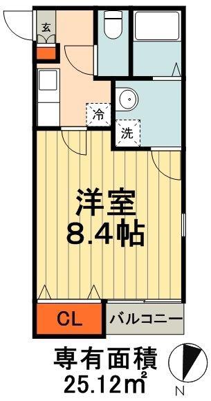 クレフラスト長洲(1K/1階)の間取り写真