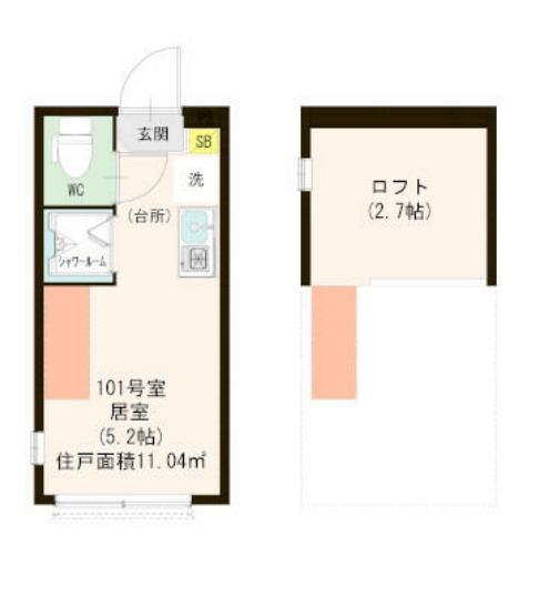 ハーモニーテラス船橋(ワンルーム/1階)の間取り写真