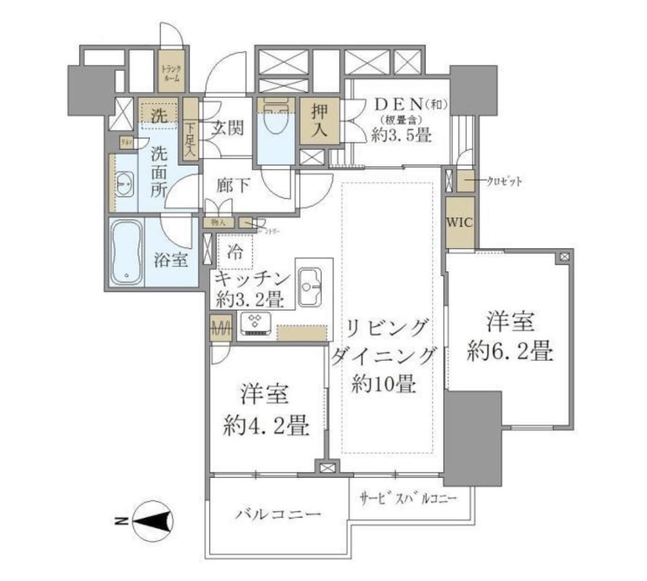 BRILLIATOWER上野池之端(2LDK/8階)の間取り写真