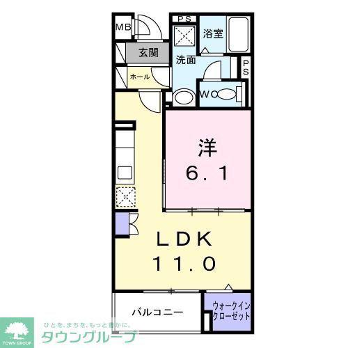 メゾングランディール川崎(1LDK/2階)の間取り写真
