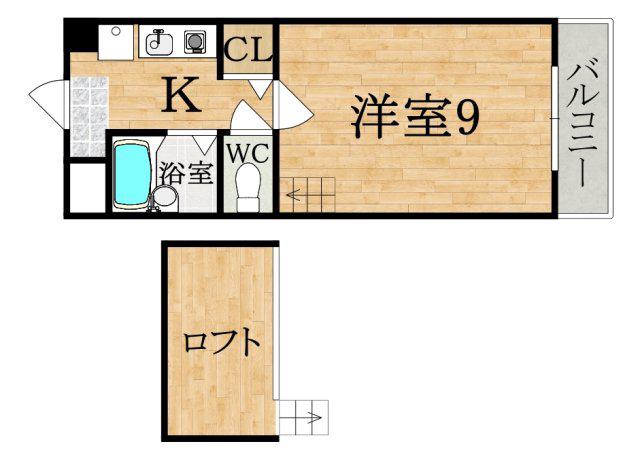 プラザビル(1K/3階)の間取り写真