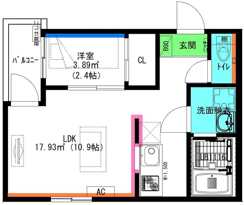 RADIANCE新川橋(1LDK/3階)の間取り写真