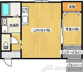 レーヴ茨木元町(1LDK/2階)の間取り写真