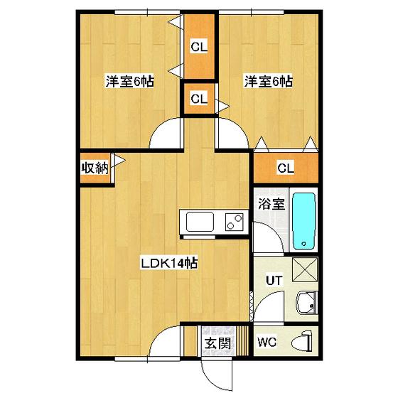 アプレーリ(2LDK/1階)の間取り写真