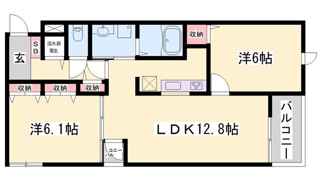 サンリット・レジデンス(2LDK/2階)の間取り写真