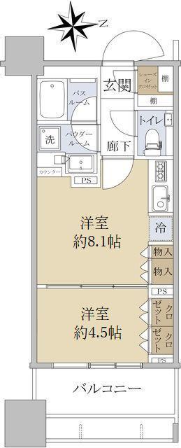 シティタワー銀座東(1LDK/4階)の間取り写真