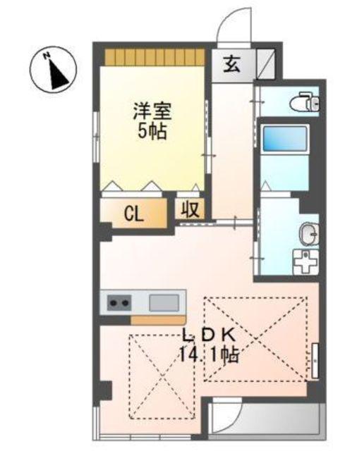 ヴィラカンターレ(1LDK/2階)の間取り写真