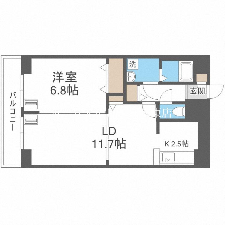 札幌三善第2ビル(1LDK/3階)の間取り写真