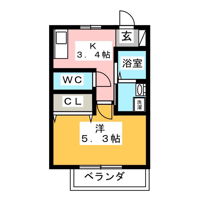 コーポオータI(1K/2階)の間取り写真