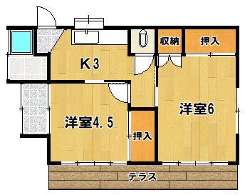 東武伊勢崎線 北越谷駅 徒歩17分 1階建 築56年(2K/1階)の間取り写真
