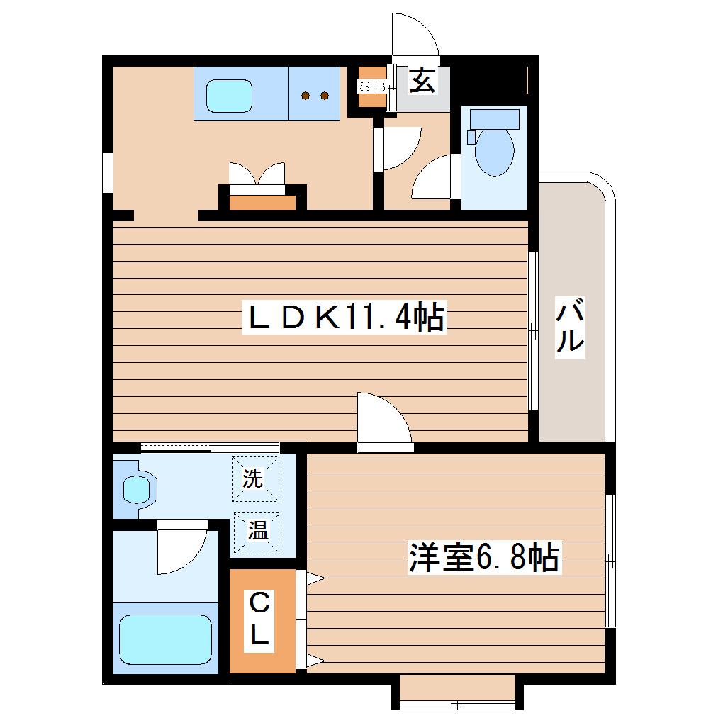 CADOGアイリス(1LDK/2階)の間取り写真