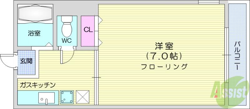 パルハウス北山(1K/2階)の間取り写真
