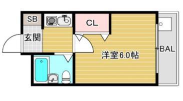 サニーヒル(1K/2階)の間取り写真