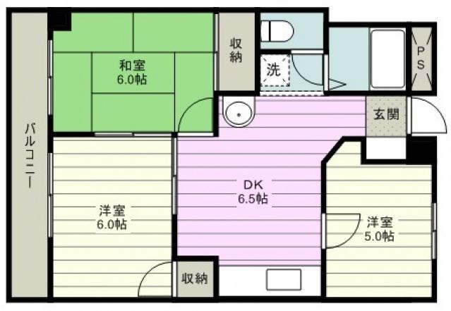 ビューパレー上福岡(3DK/2階)の間取り写真