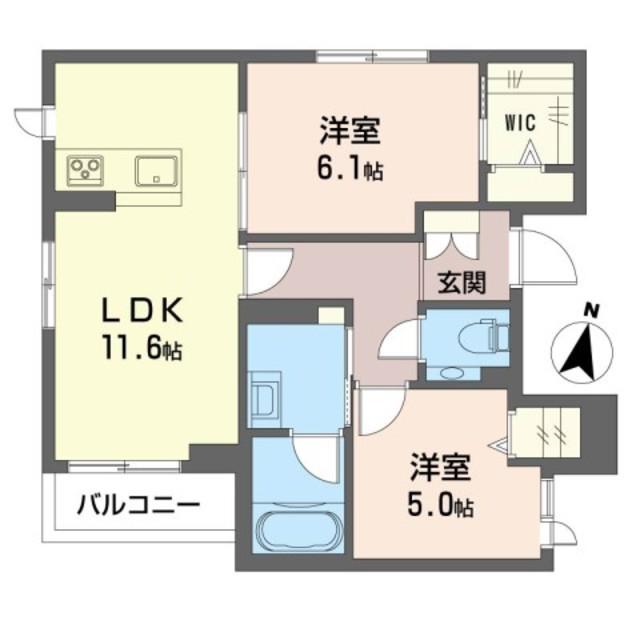 PREMIAS岩戸北(2LDK/1階)の間取り写真