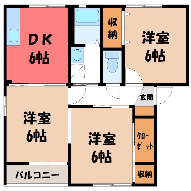 エスポワール B(3DK/2階)の間取り写真