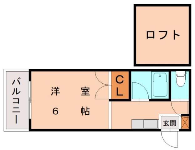 シティーハウス飛鳥(ワンルーム/1階)の間取り写真