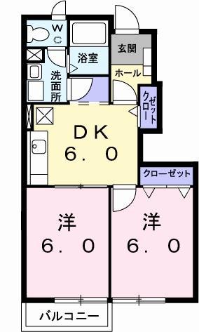 パルテール・アン(2DK/1階)の間取り写真