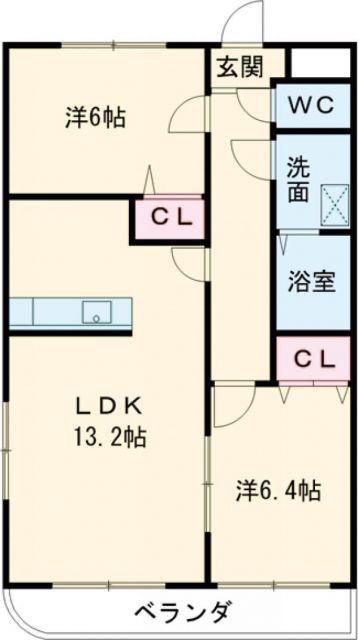 COMFORT PALACE(2LDK/2階)の間取り写真